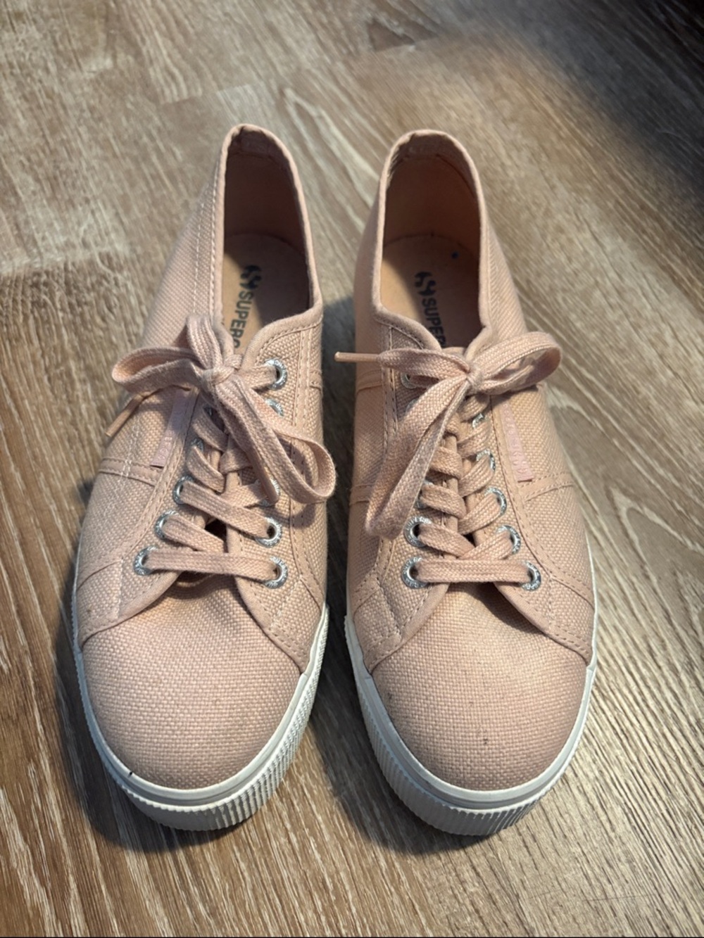 Superga Women's Lace-Up Sneakers in Blush Pink Canvas